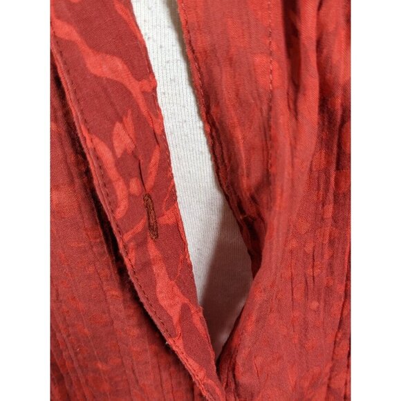 Brody Myles Blouse Womens Plus 3X Dark Cherry Red Merlot Burnout Sheer Button Up - Picture 5 of 5